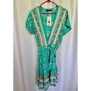 Floral Green Wrap Dress